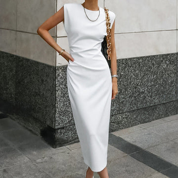Women’s Sheath Dress – High Neck – Sleeveless – Fitted Midi – Elegant Silhouette