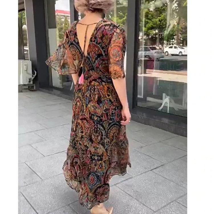 Women's Casual Floral Chiffon Dress