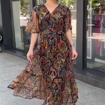 Women's Casual Floral Chiffon Dress