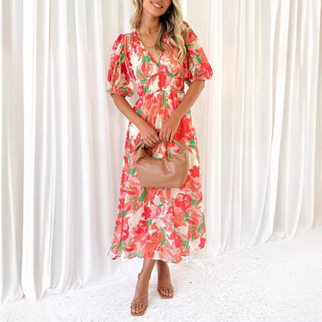 European And American Floral Dress Bohemian Dress